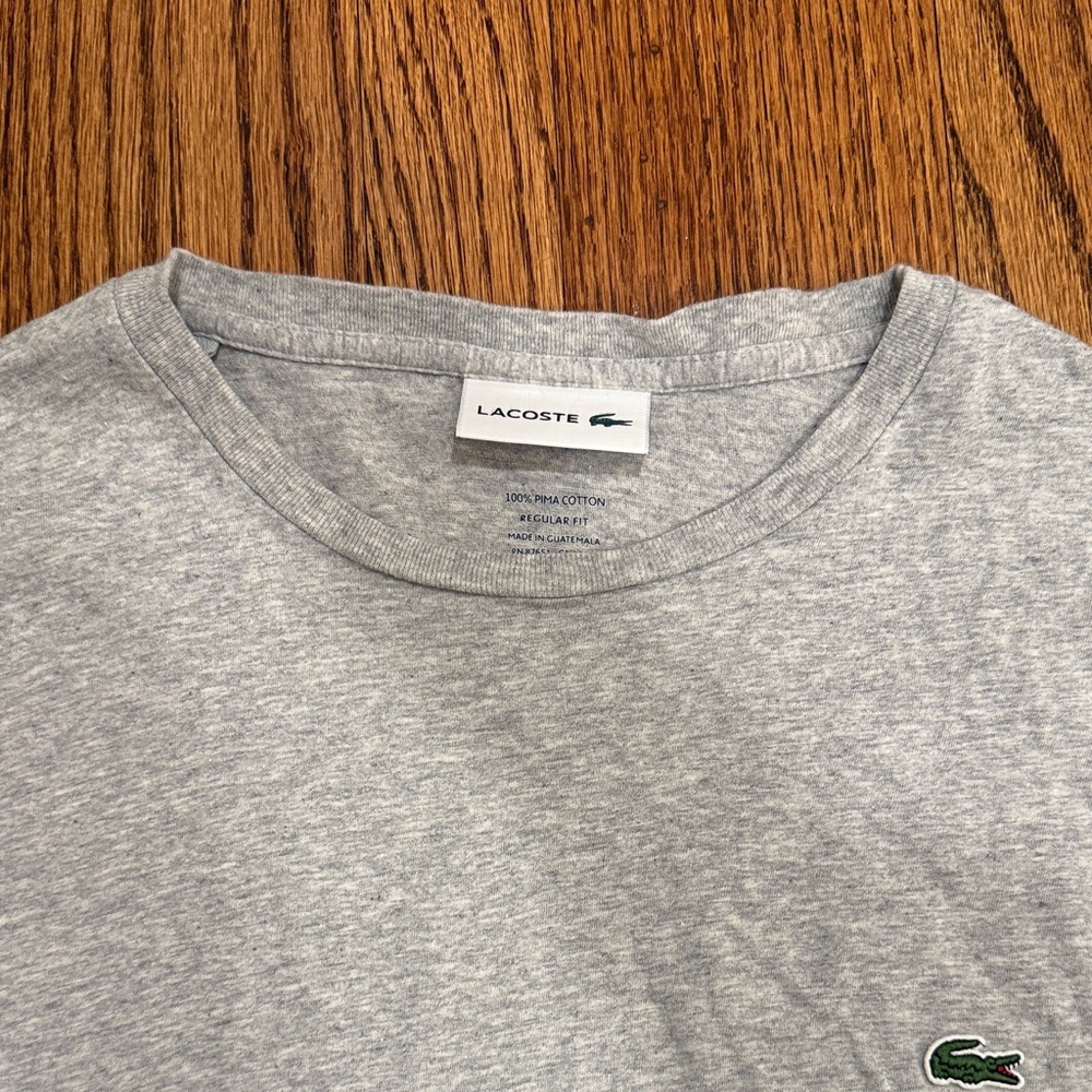 Lacoste Men's Heather Gray Long Sleeve Tee - Picture 2 of 4